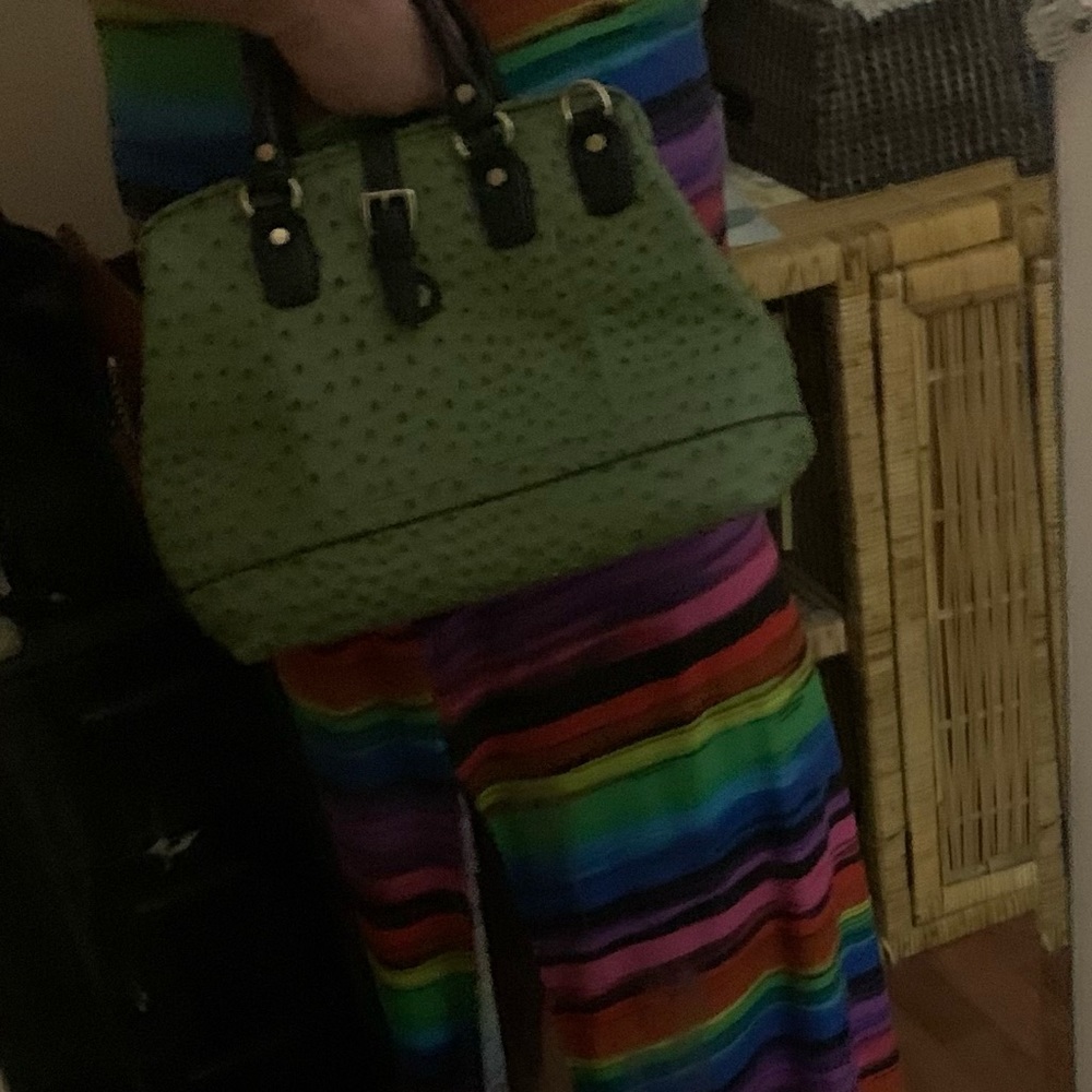 Green Ostrich-Embossed Handbag - Picture 10 of 10